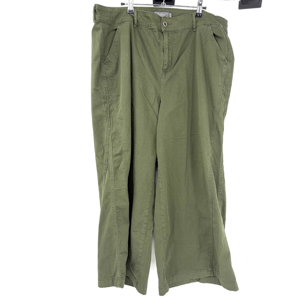 Torrid Olive Green Cropped Wide-Leg Pants